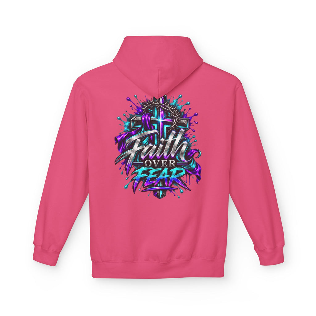 Faith Over Fear Hoodie — Christian Graphic Pullover with Cross Design