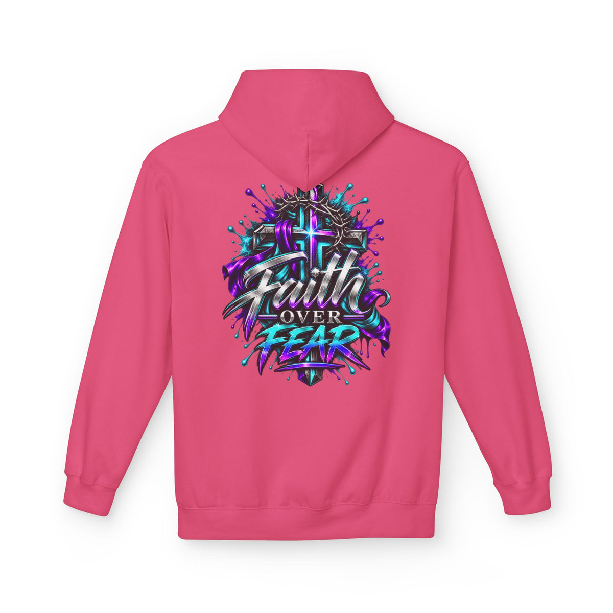 Faith Over Fear Hoodie — Christian Graphic Pullover with Cross Design