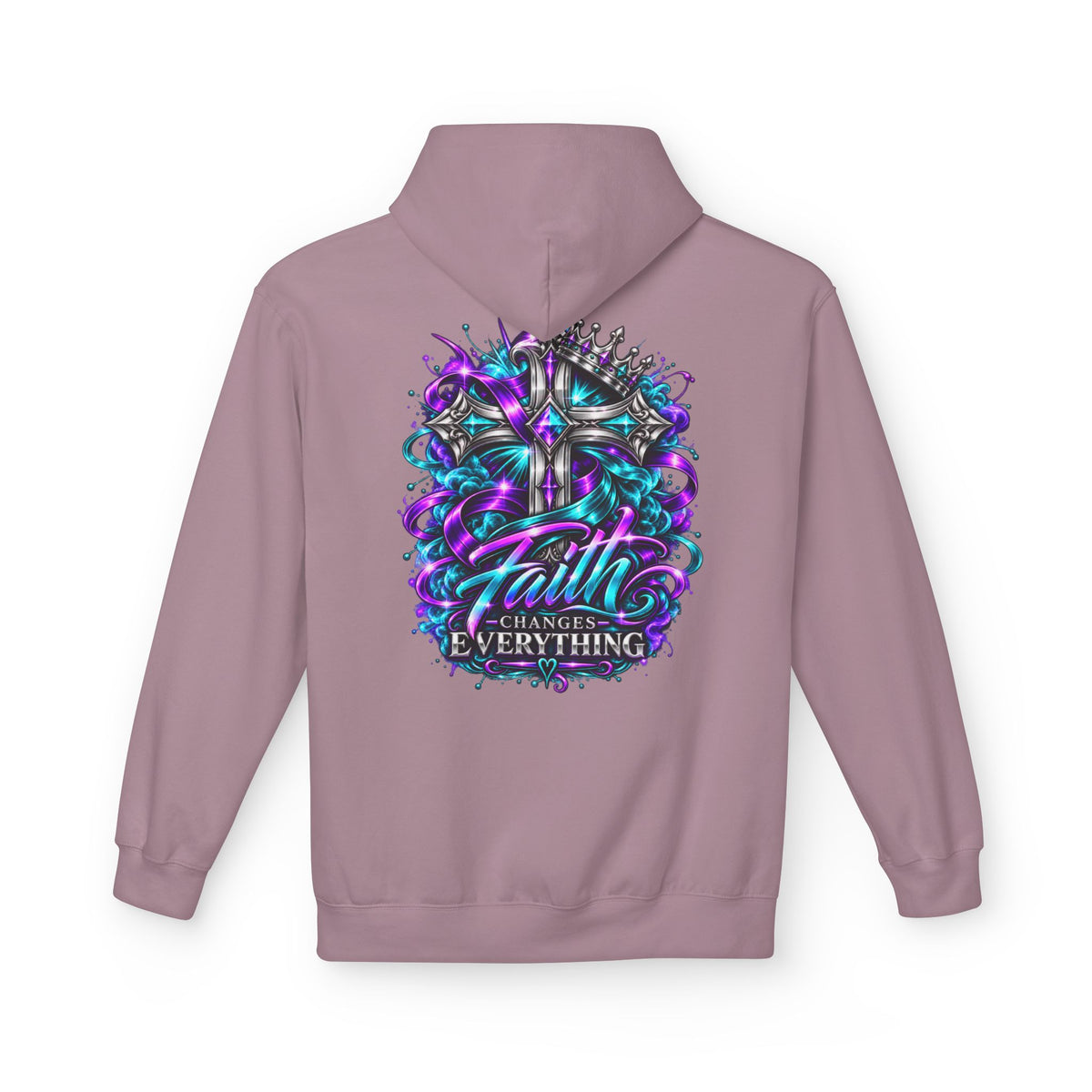 Faith Changes Everything Hoodie — Colorful Cross Graphic Pullover