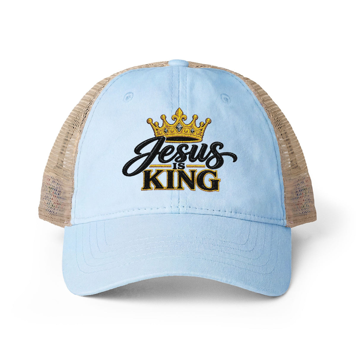 Women's "Jesus is King" Washed Mesh-Back Cap
