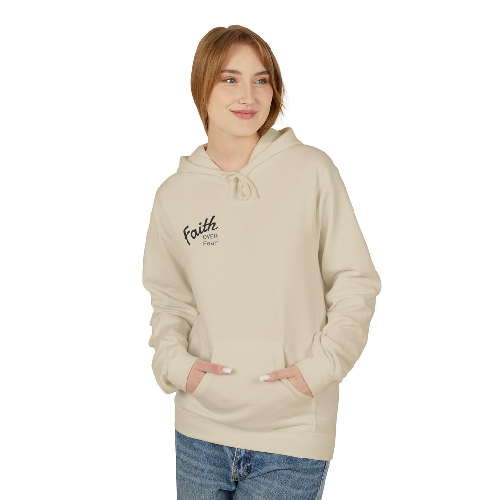 Faith Over Fear Hoodie — Christian Graphic Pullover with Cross Design