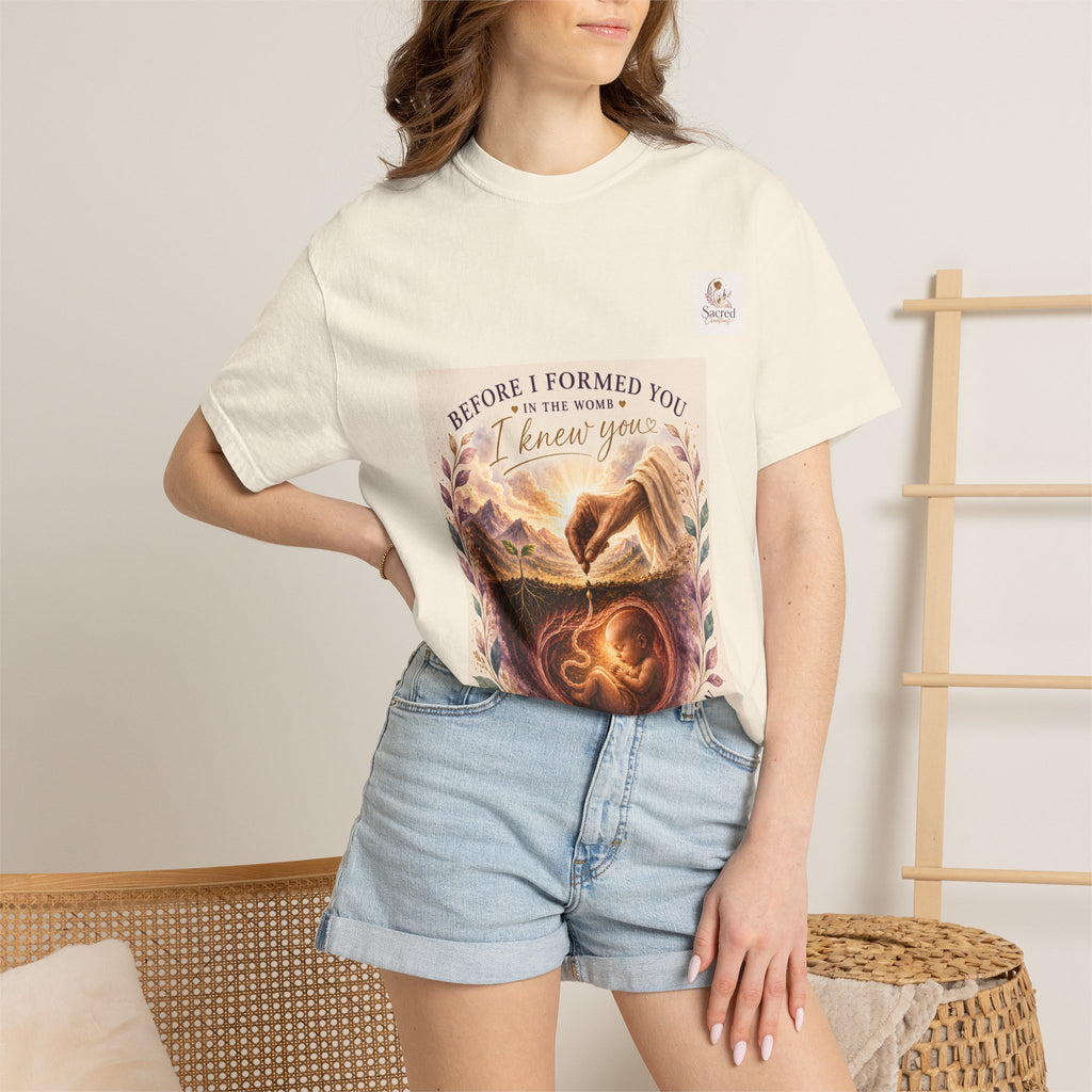 T-Shirt — "Before I Formed You I Knew You" Spiritual Motherhood Tee