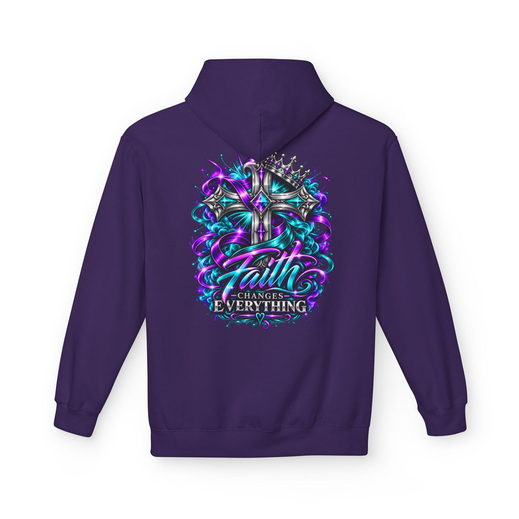 Faith Changes Everything Hoodie — Colorful Cross Graphic Pullover