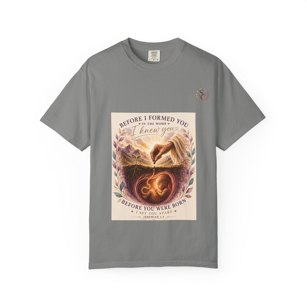 T-Shirt — "Before I Formed You I Knew You" Spiritual Motherhood Tee