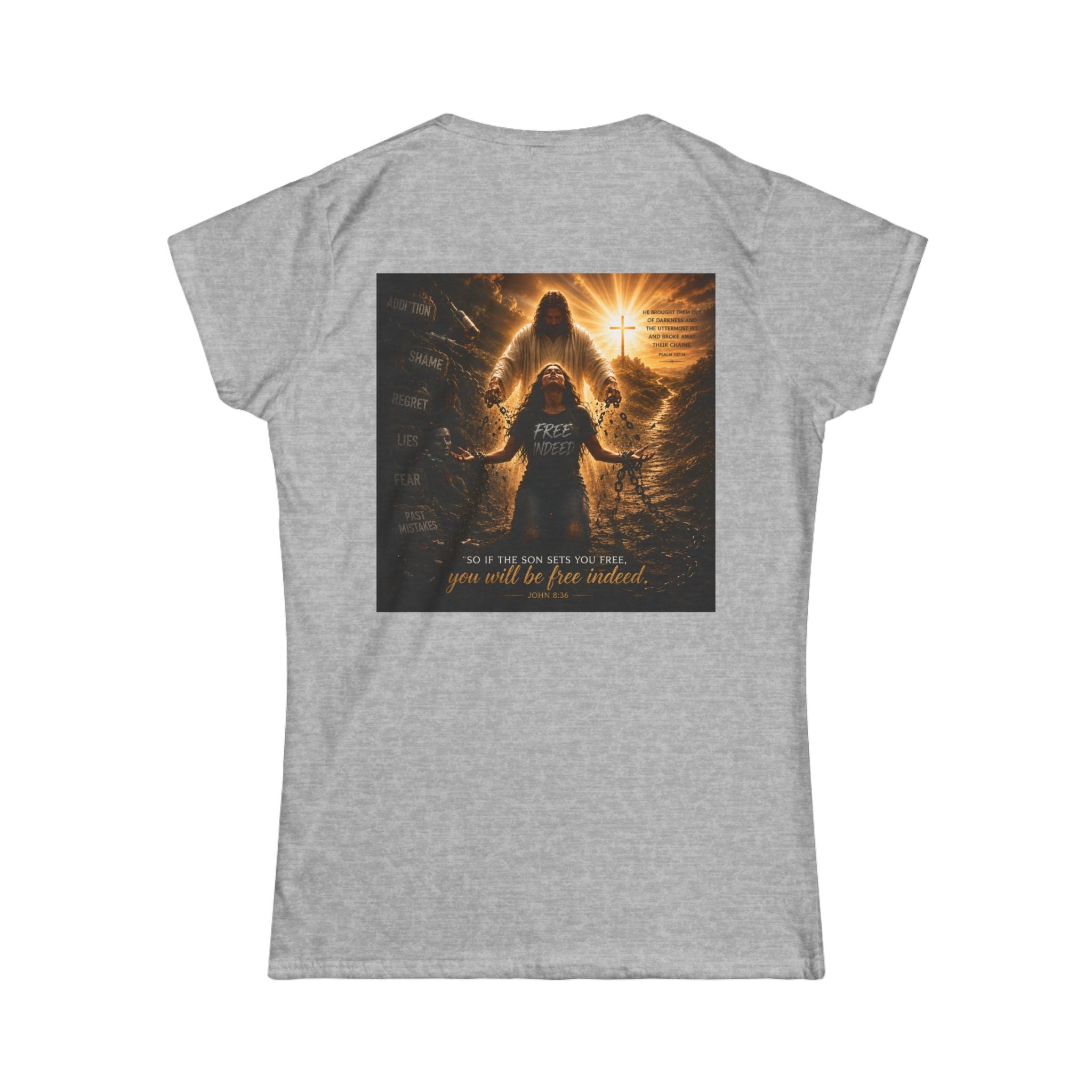 Women’s Chain Breaker Tee – Inspirational 'You Will Be Free Indeed' Graphic Shirt