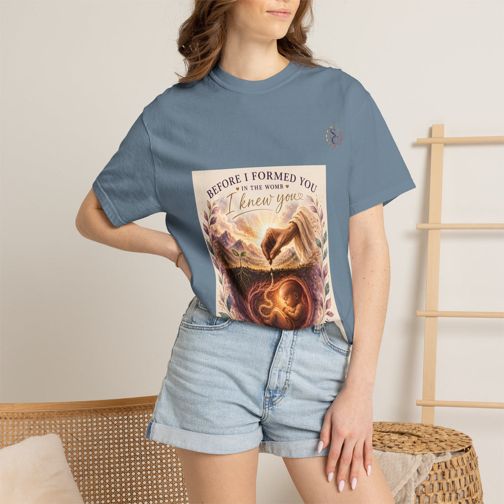 T-Shirt — "Before I Formed You I Knew You" Spiritual Motherhood Tee
