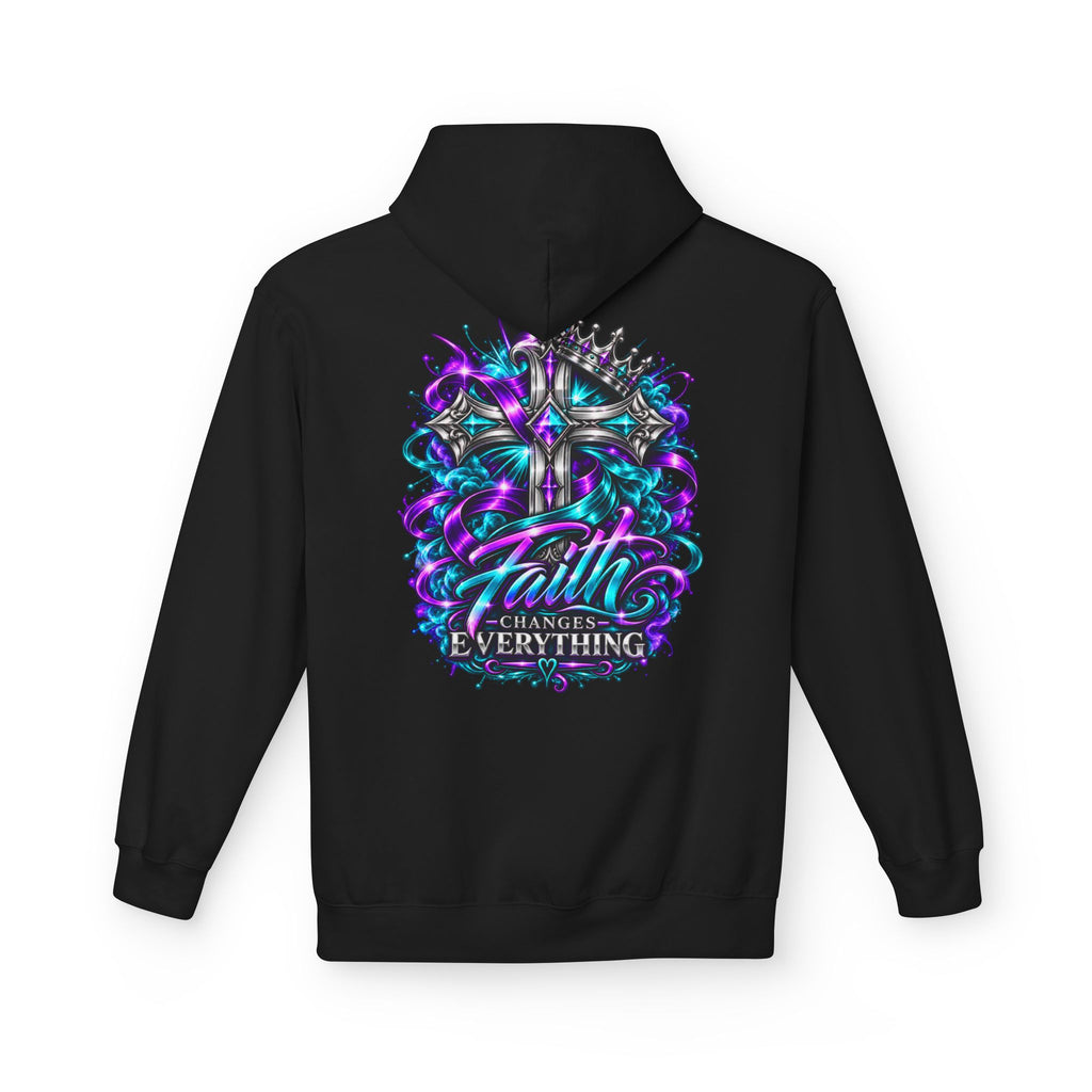 Faith Changes Everything Hoodie — Colorful Cross Graphic Pullover