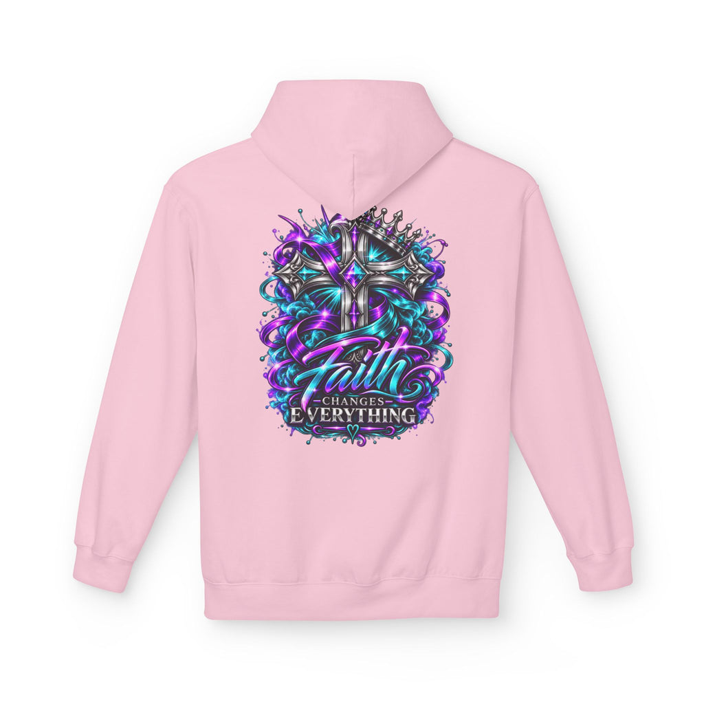 Faith Changes Everything Hoodie — Colorful Cross Graphic Pullover