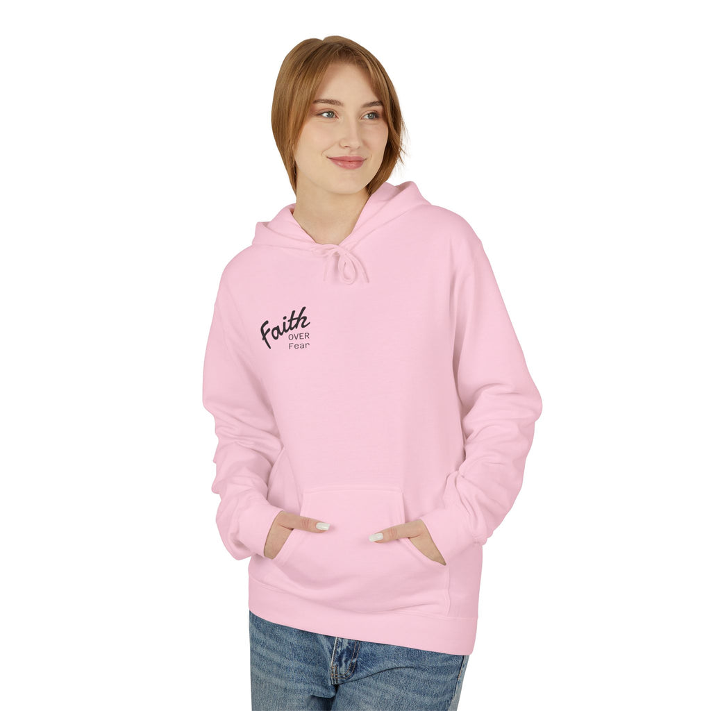 Faith Over Fear Hoodie — Christian Graphic Pullover with Cross Design