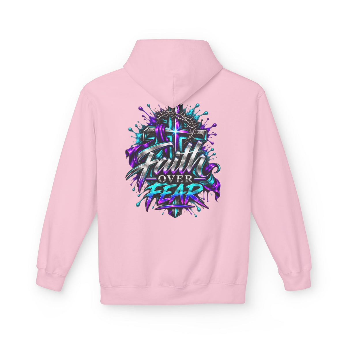Faith Over Fear Hoodie — Christian Graphic Pullover with Cross Design