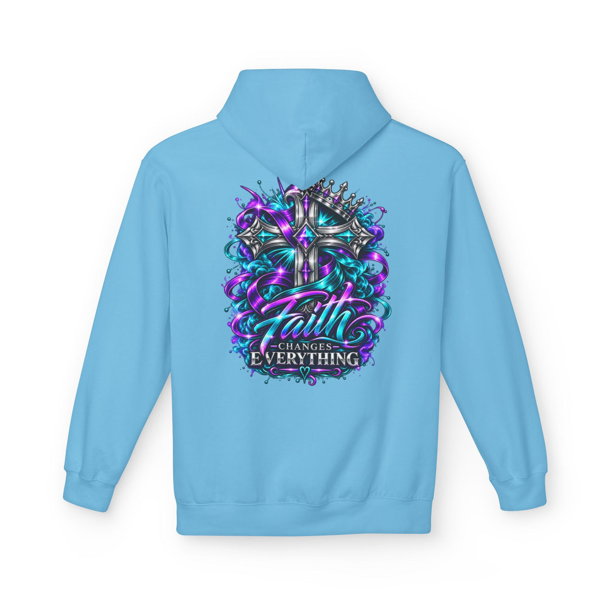 Faith Changes Everything Hoodie — Colorful Cross Graphic Pullover