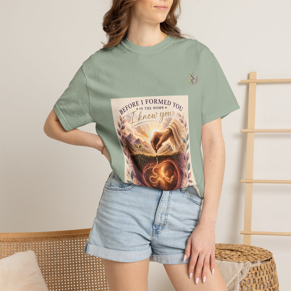 T-Shirt — "Before I Formed You I Knew You" Spiritual Motherhood Tee