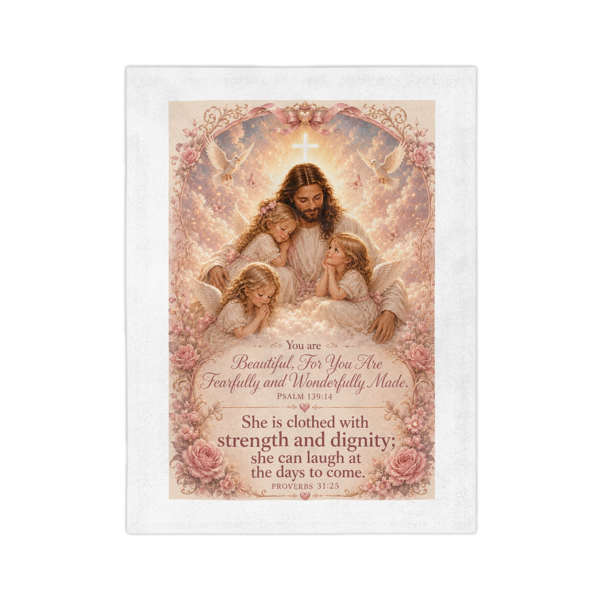 Christian Velveteen Blanket — "Fearfully and Wonderfully Made" Scripture Throw