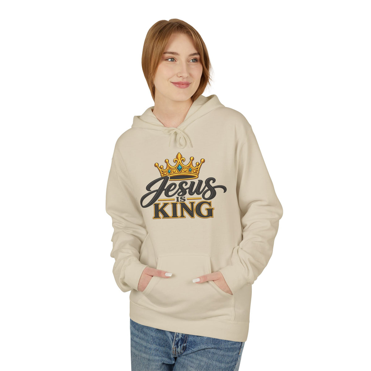 Jesus King Hoodie — Crowned Faith Christian Pullover