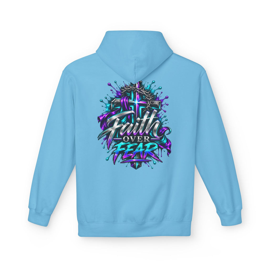 Faith Over Fear Hoodie — Christian Graphic Pullover with Cross Design