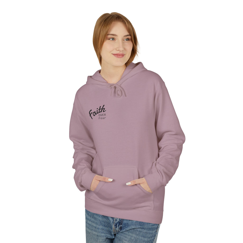 Faith Over Fear Hoodie — Christian Graphic Pullover with Cross Design