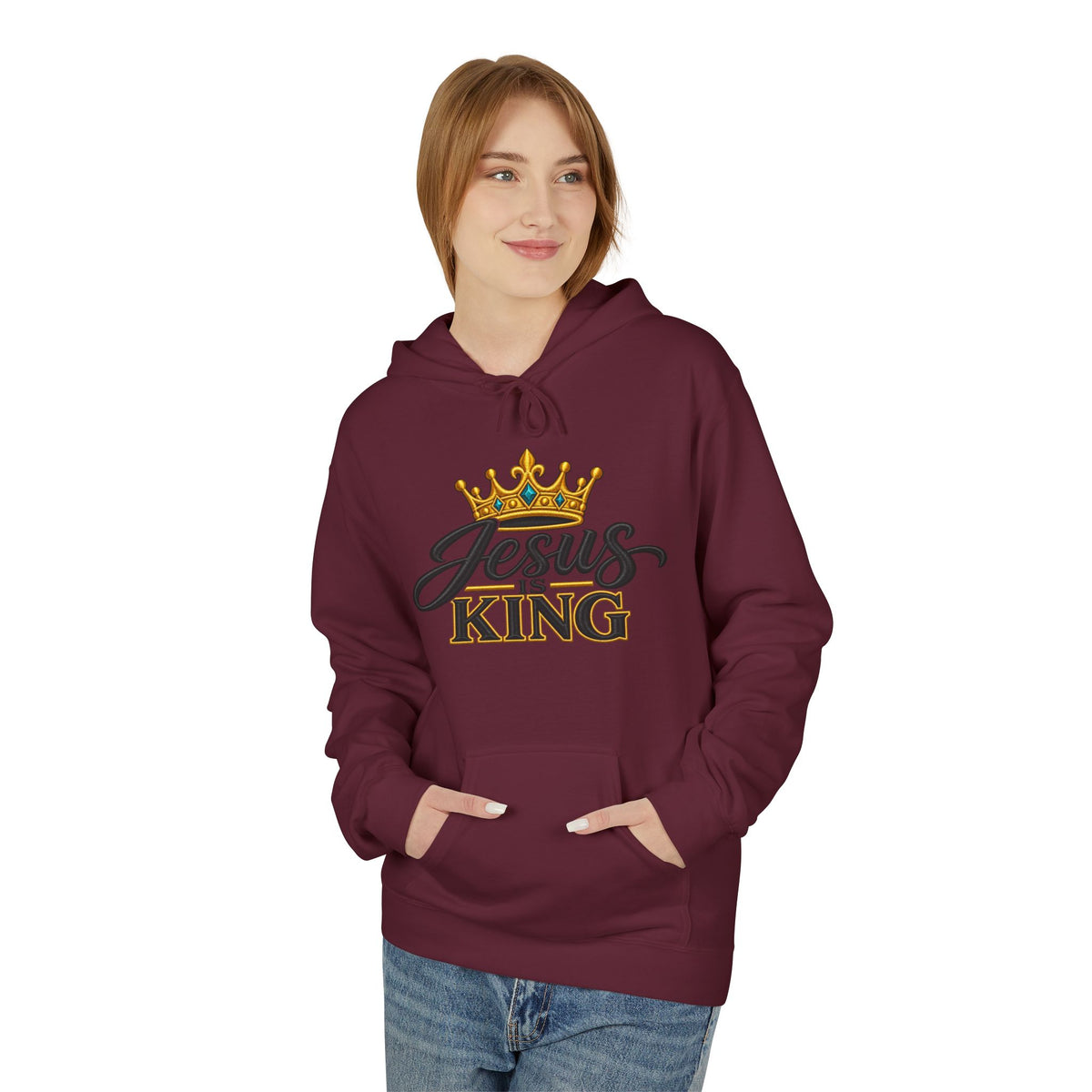 Jesus King Hoodie — Crowned Faith Christian Pullover