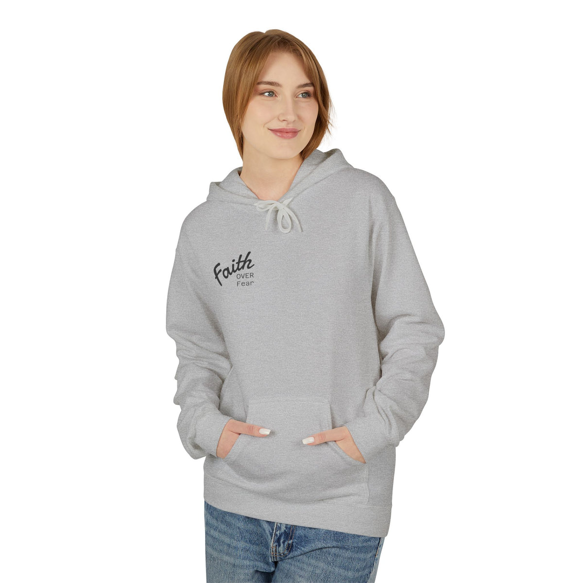 Faith Over Fear Hoodie — Christian Graphic Pullover with Cross Design