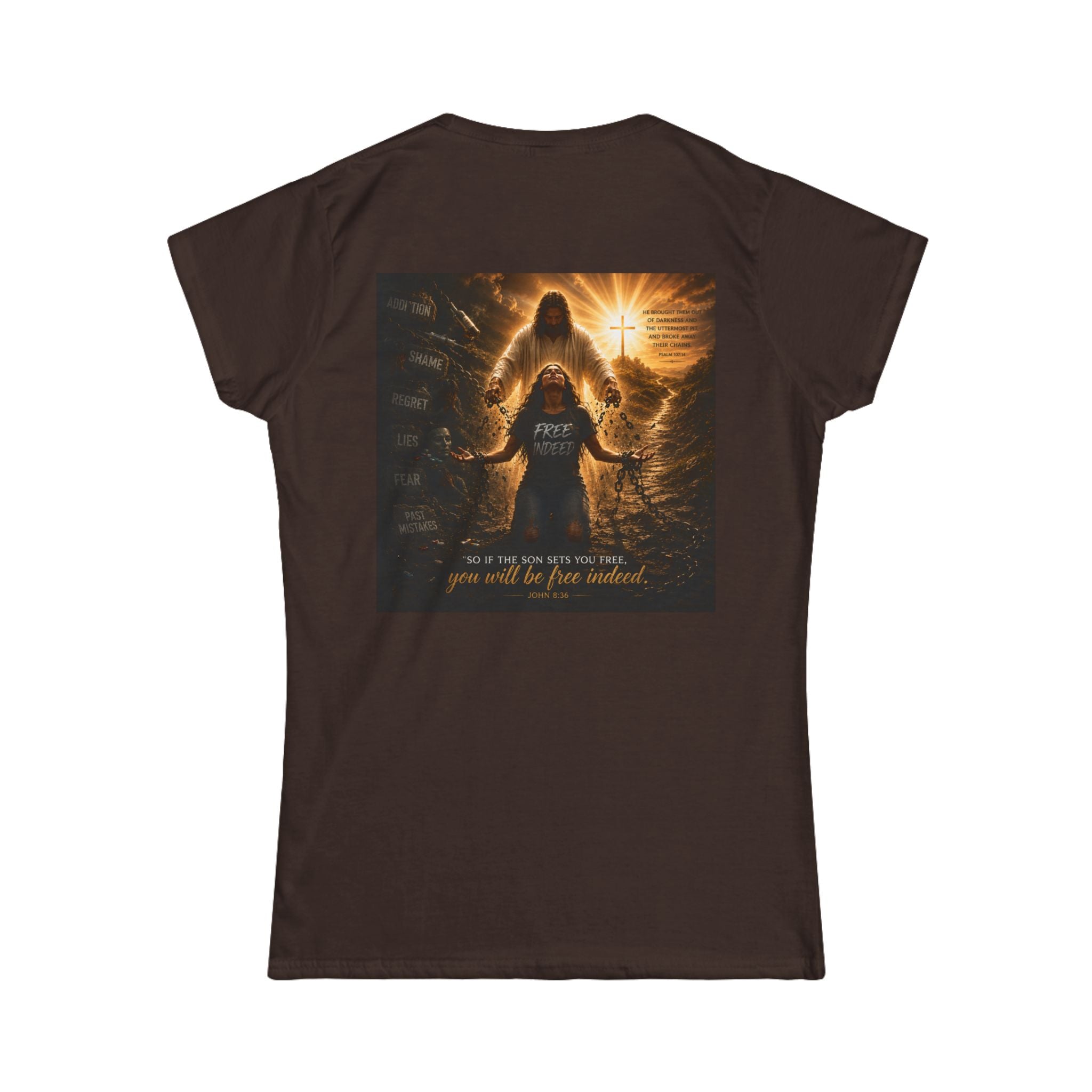Women’s Chain Breaker Tee – Inspirational 'You Will Be Free Indeed' Graphic Shirt