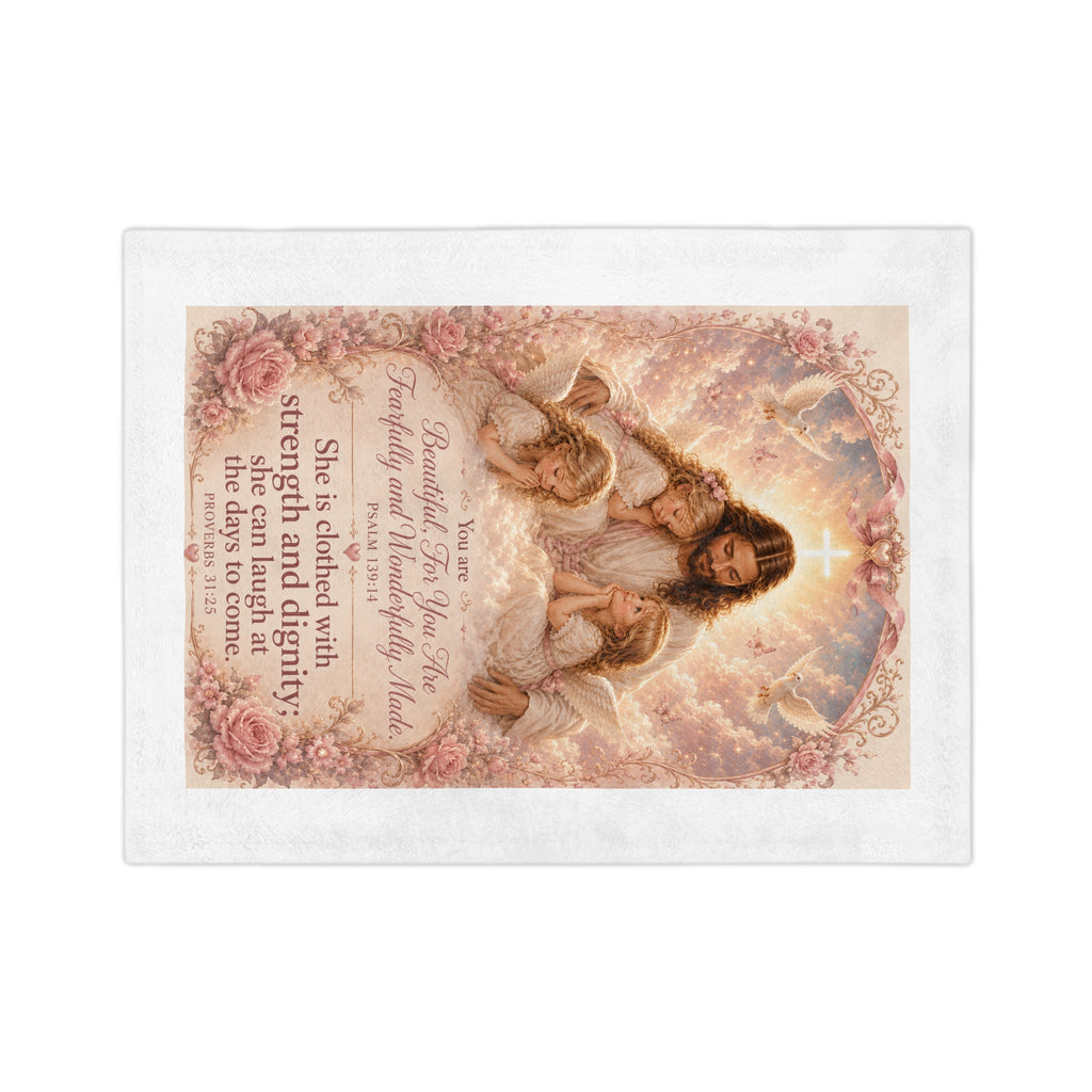 Christian Velveteen Blanket — "Fearfully and Wonderfully Made" Scripture Throw