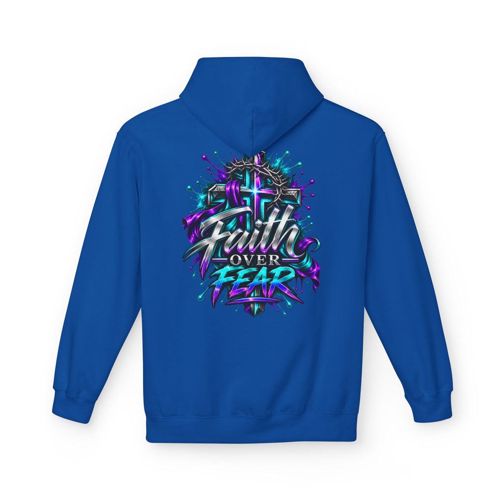 Faith Over Fear Hoodie — Christian Graphic Pullover with Cross Design
