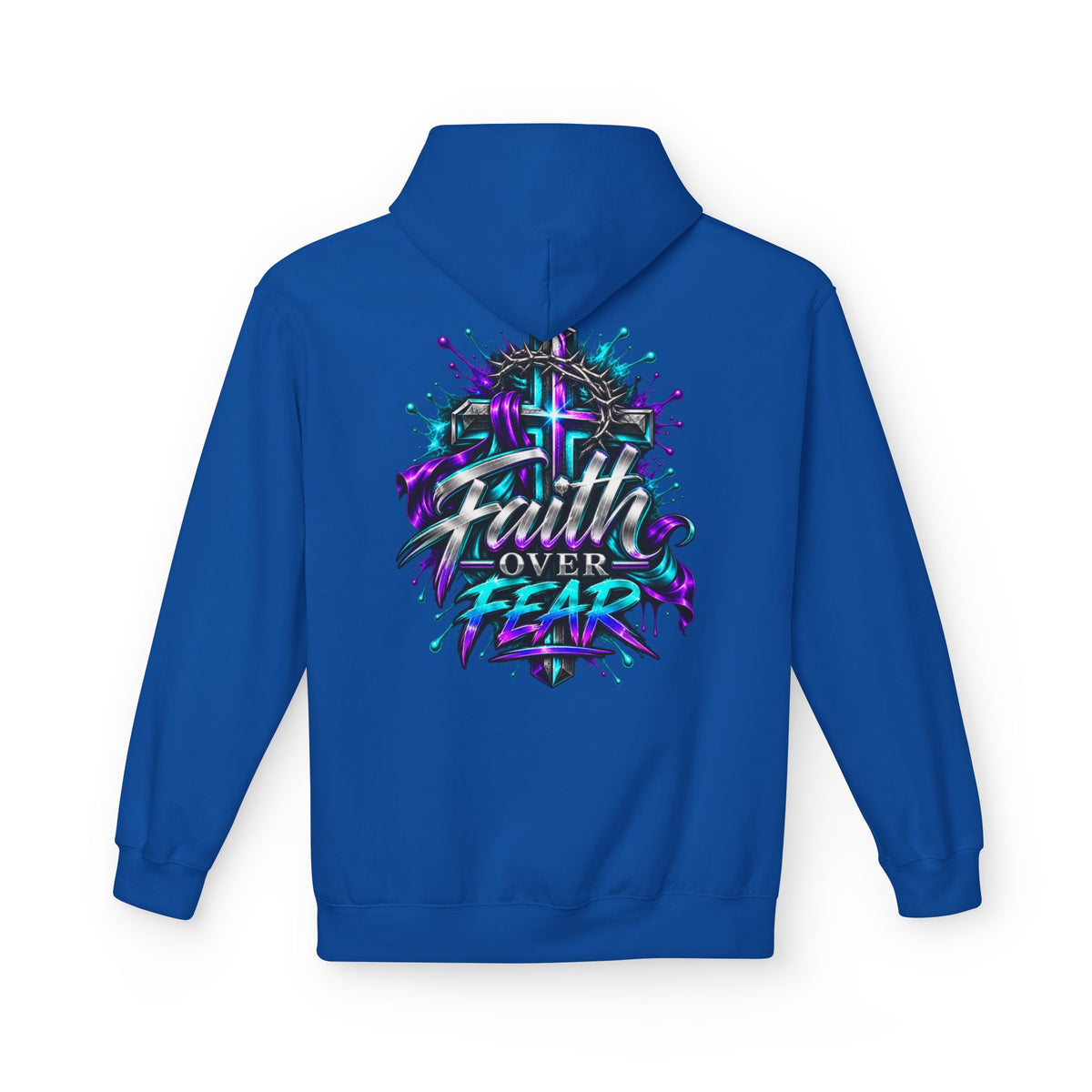 Faith Over Fear Hoodie — Christian Graphic Pullover with Cross Design