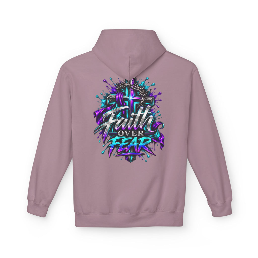 Faith Over Fear Hoodie — Christian Graphic Pullover with Cross Design