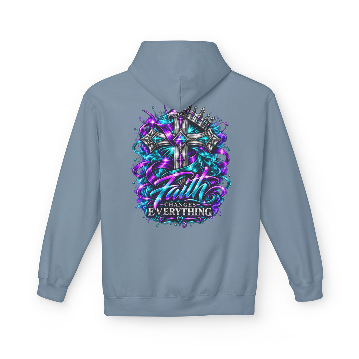Faith Changes Everything Hoodie — Colorful Cross Graphic Pullover