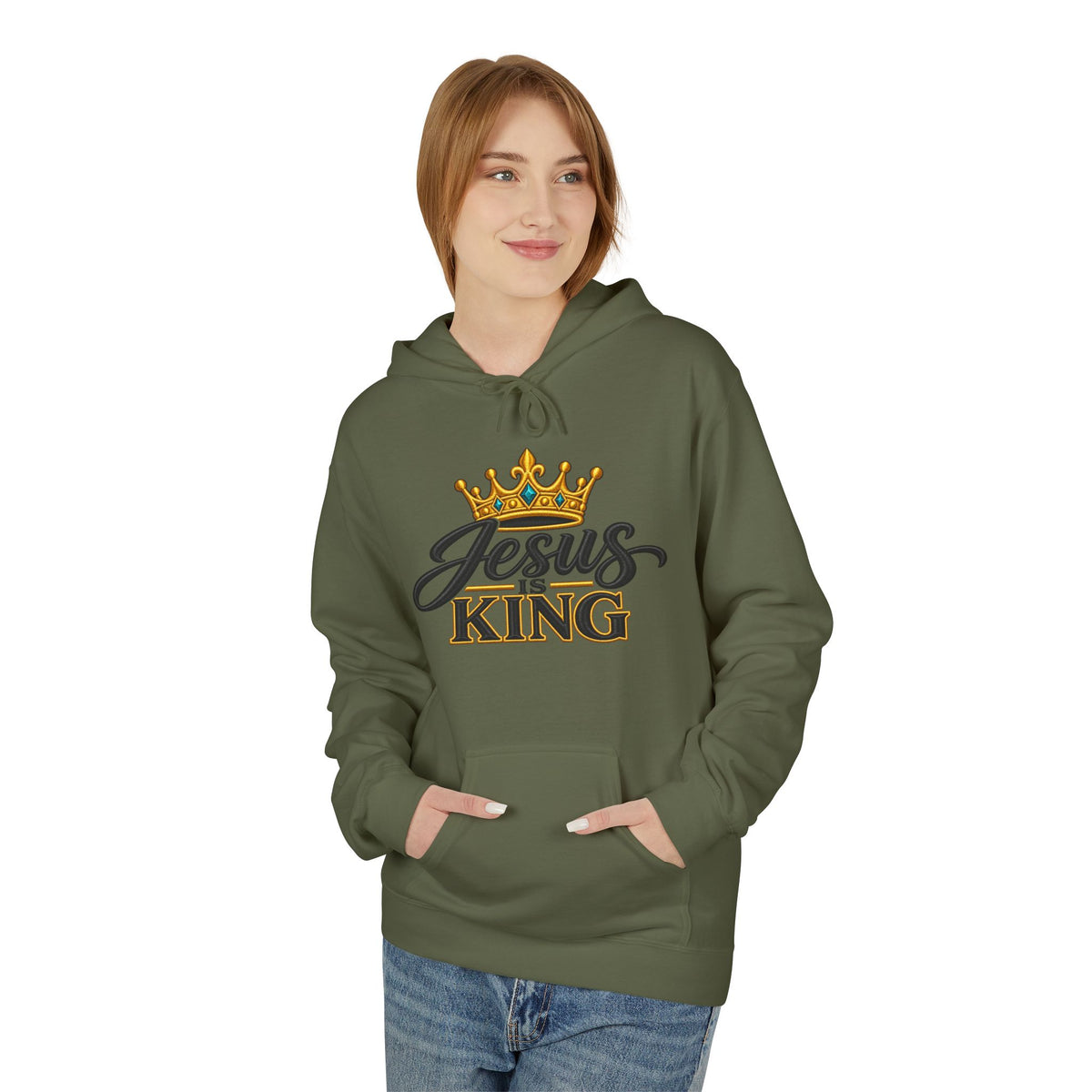 Jesus King Hoodie — Crowned Faith Christian Pullover