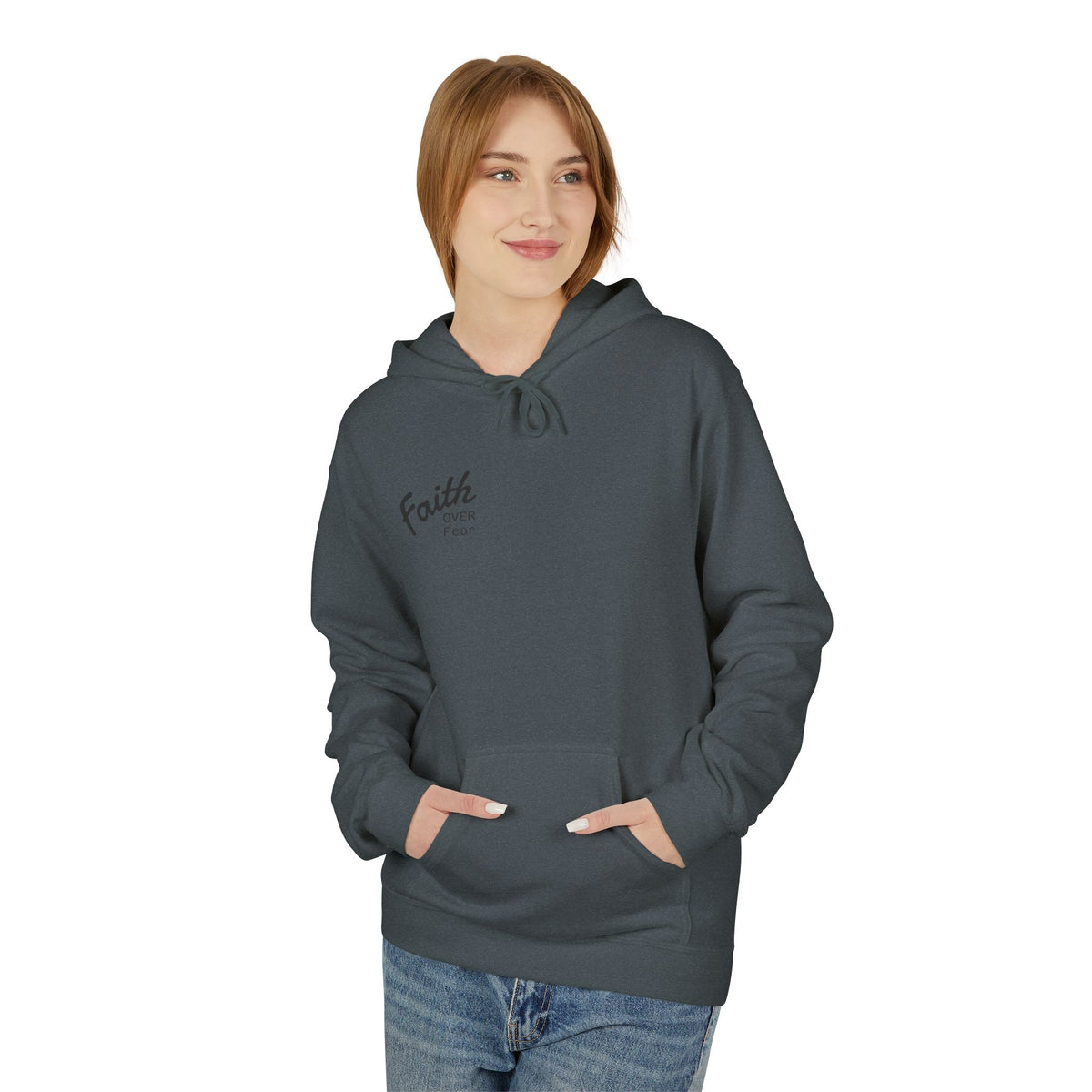 Faith Over Fear Hoodie — Christian Graphic Pullover with Cross Design
