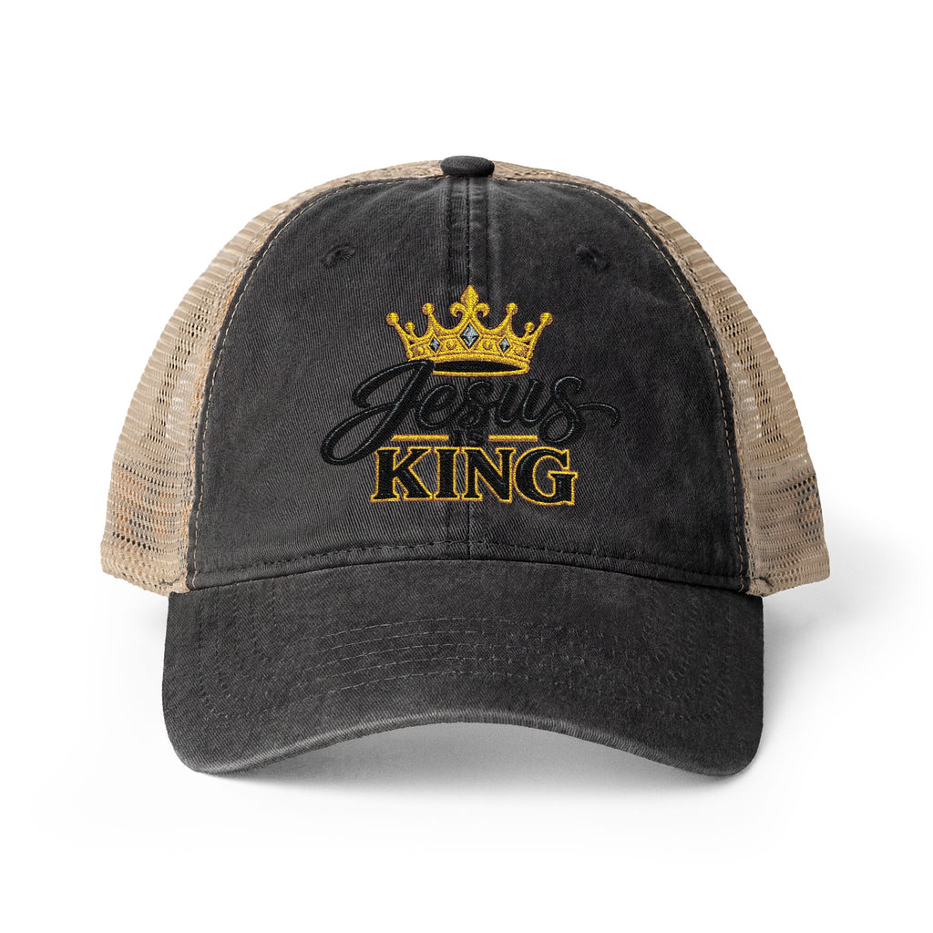 Women's "Jesus is King" Washed Mesh-Back Cap