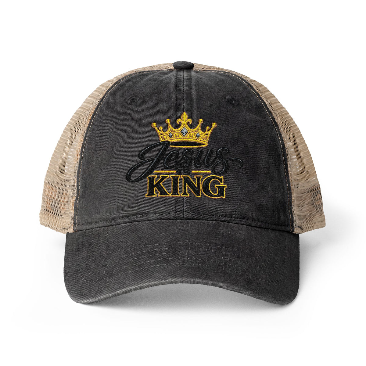 Women's "Jesus is King" Washed Mesh-Back Cap