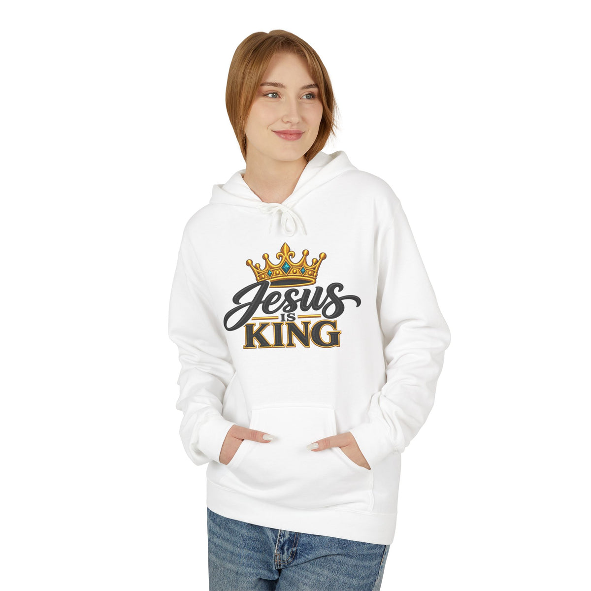 Jesus King Hoodie — Crowned Faith Christian Pullover