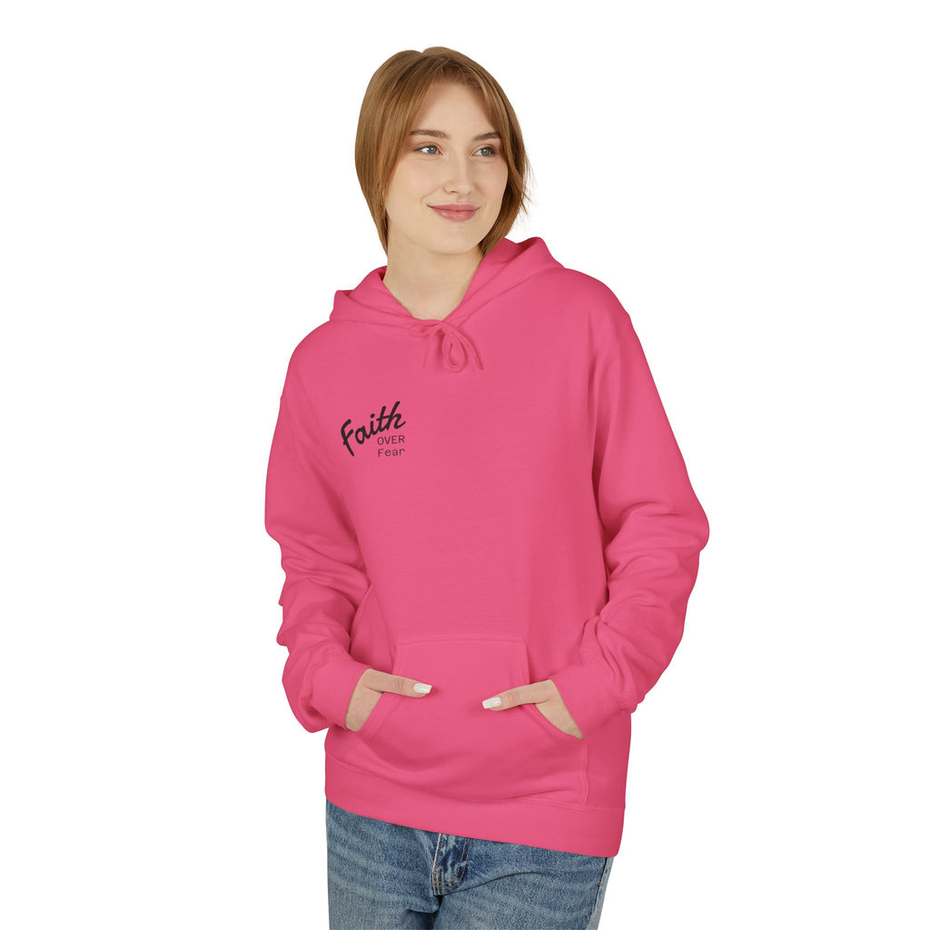 Faith Over Fear Hoodie — Christian Graphic Pullover with Cross Design