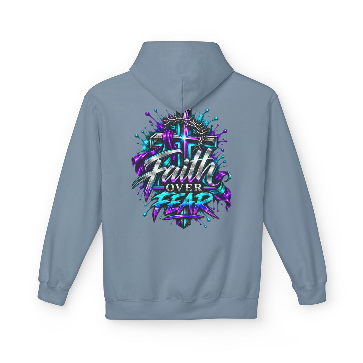 Faith Over Fear Hoodie — Christian Graphic Pullover with Cross Design