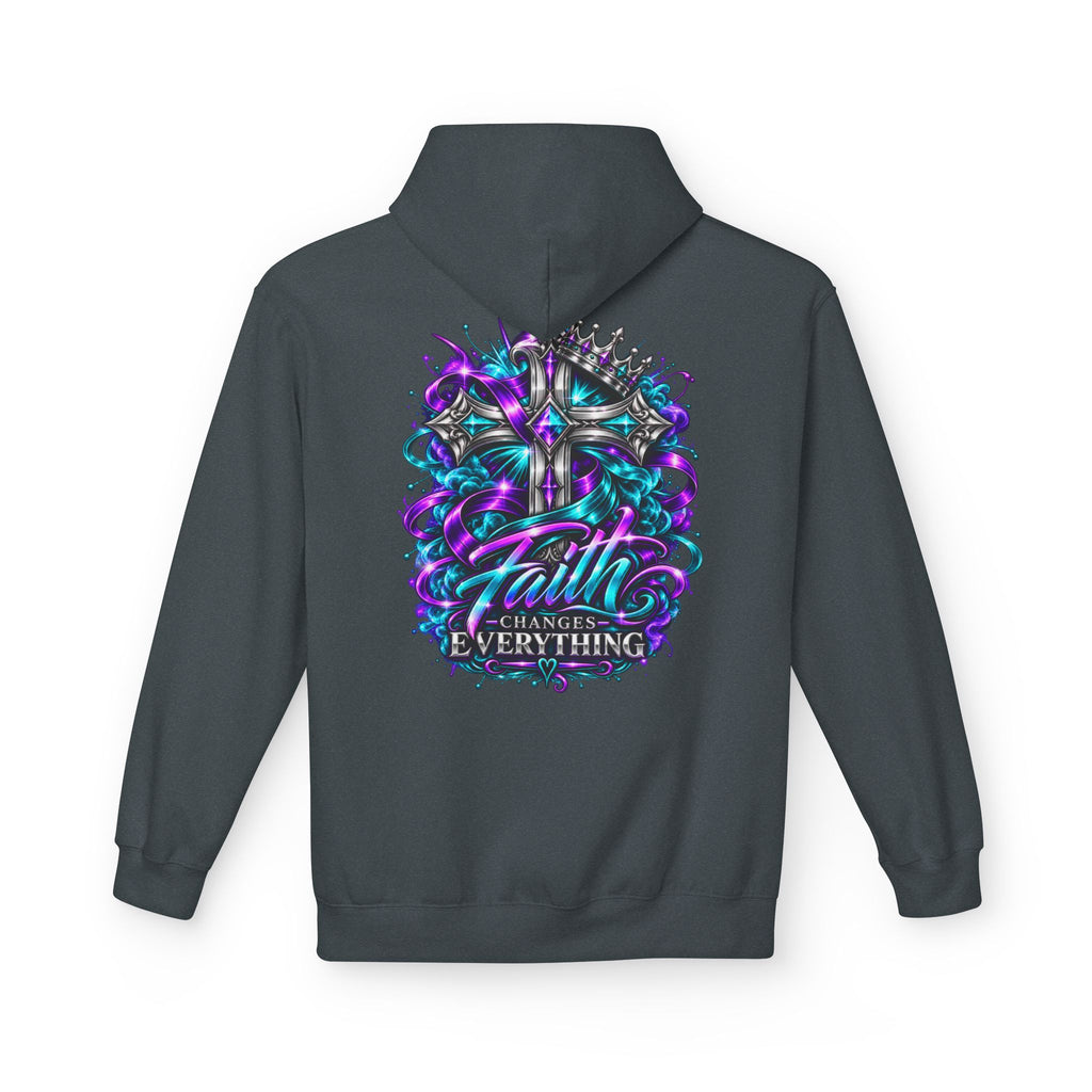 Faith Changes Everything Hoodie — Colorful Cross Graphic Pullover