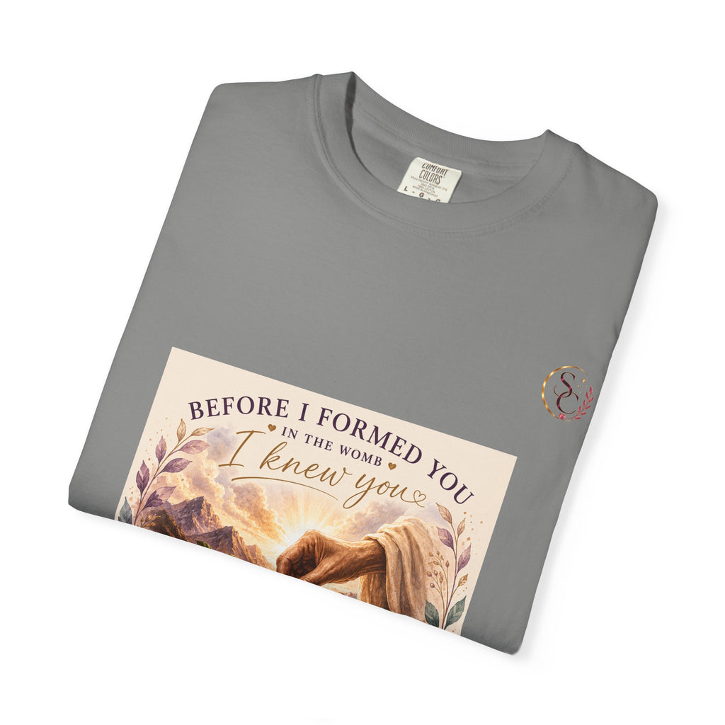 T-Shirt — "Before I Formed You I Knew You" Spiritual Motherhood Tee