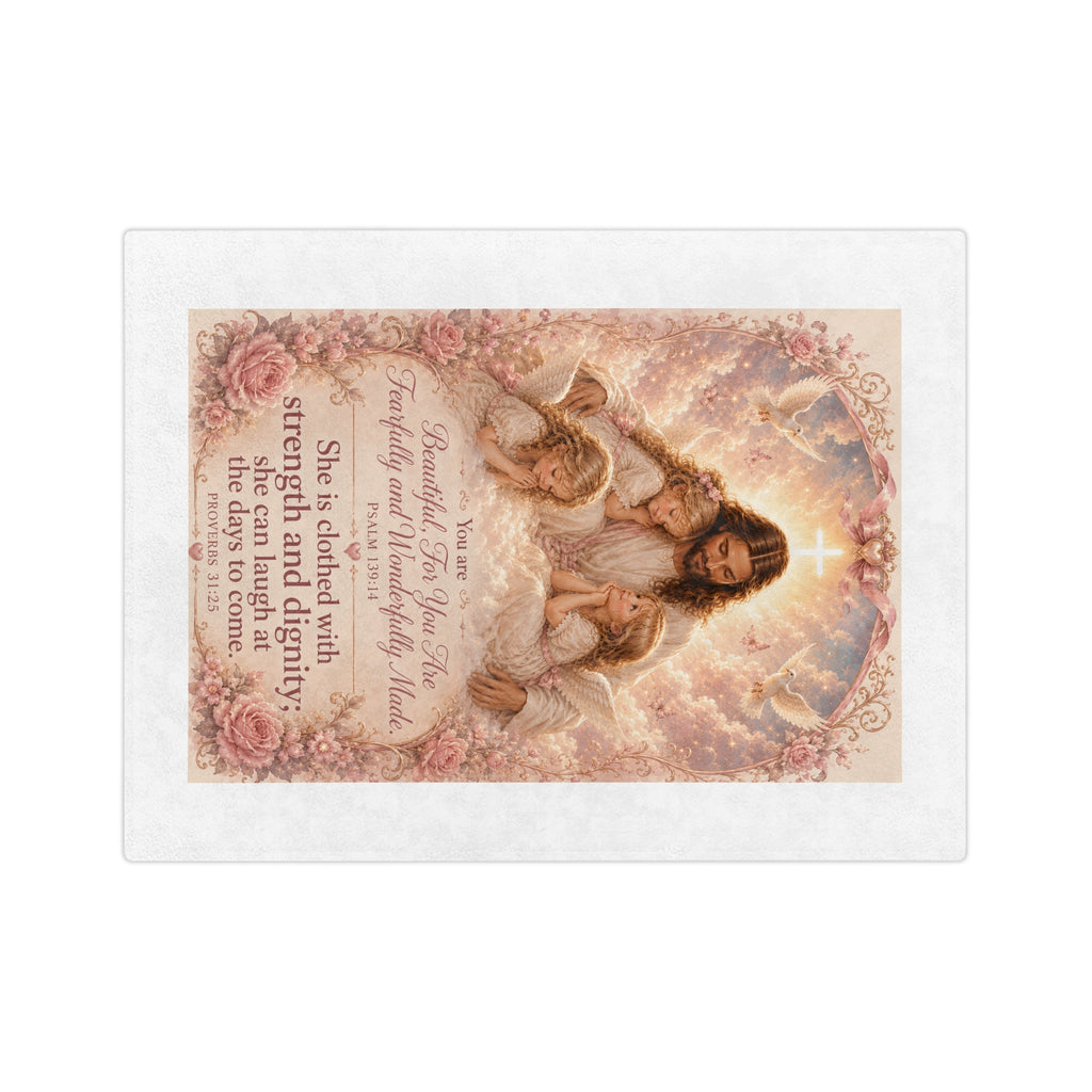 Christian Velveteen Blanket — "Fearfully and Wonderfully Made" Scripture Throw