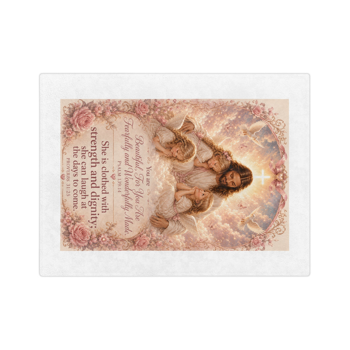 Christian Velveteen Blanket — "Fearfully and Wonderfully Made" Scripture Throw